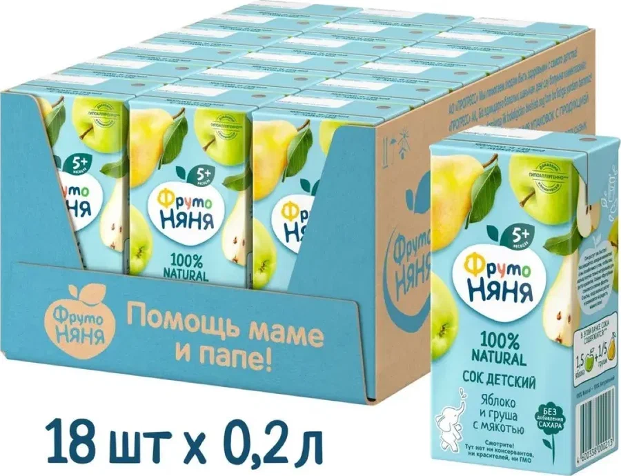 Фруто Няня 0,2л ЯБЛОКО / ГРУША
