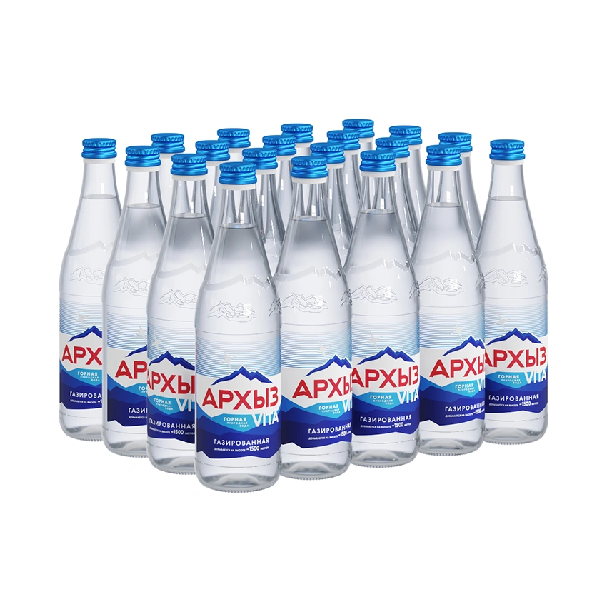 Вода минеральная природная столовая питьевая "Архыз Vita" 0,5 л газированная стекло